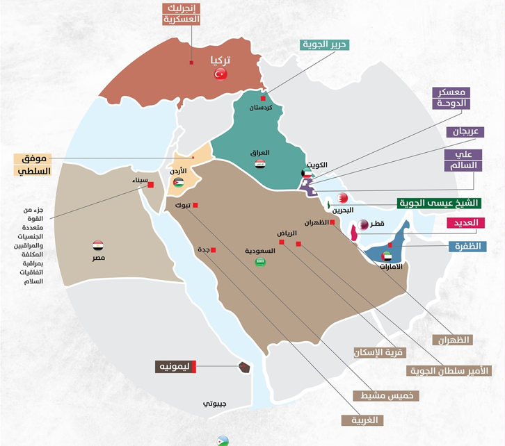  خريطة تفاعلية: القواعد العسكرية الأميركية في غربي آسيا